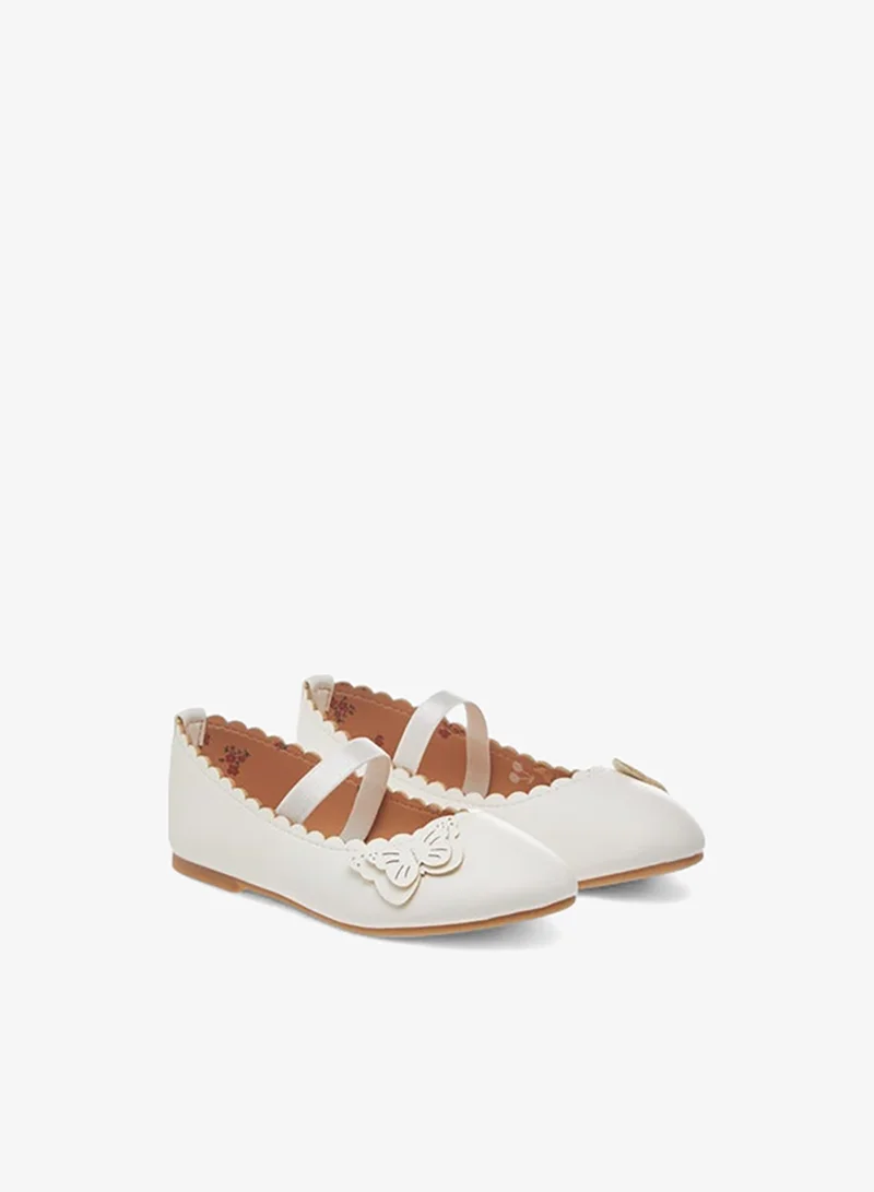Flora Bella By Shoexpress Girls Butterfly Applique Ballerina Shoes with Elasticated Strap