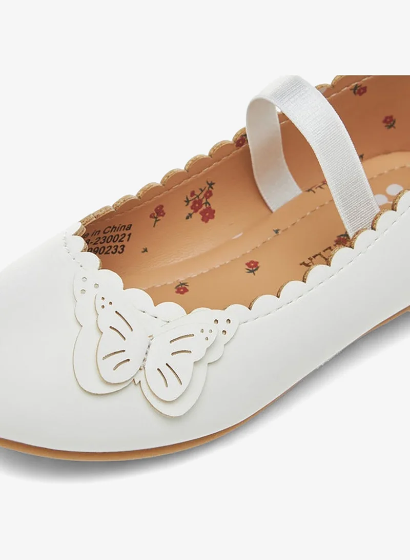 Flora Bella By Shoexpress Girls Butterfly Applique Ballerina Shoes with Elasticated Strap