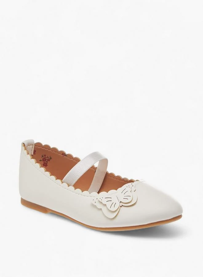 Flora Bella By Shoexpress Flora Bella Butterfly Applique Ballerina Shoes With Elasticated Strap