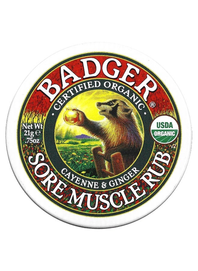 Badger, Organic Sore Muscle Rub, Cayenne & Ginger, 0.75 oz (21 g) - Image 1