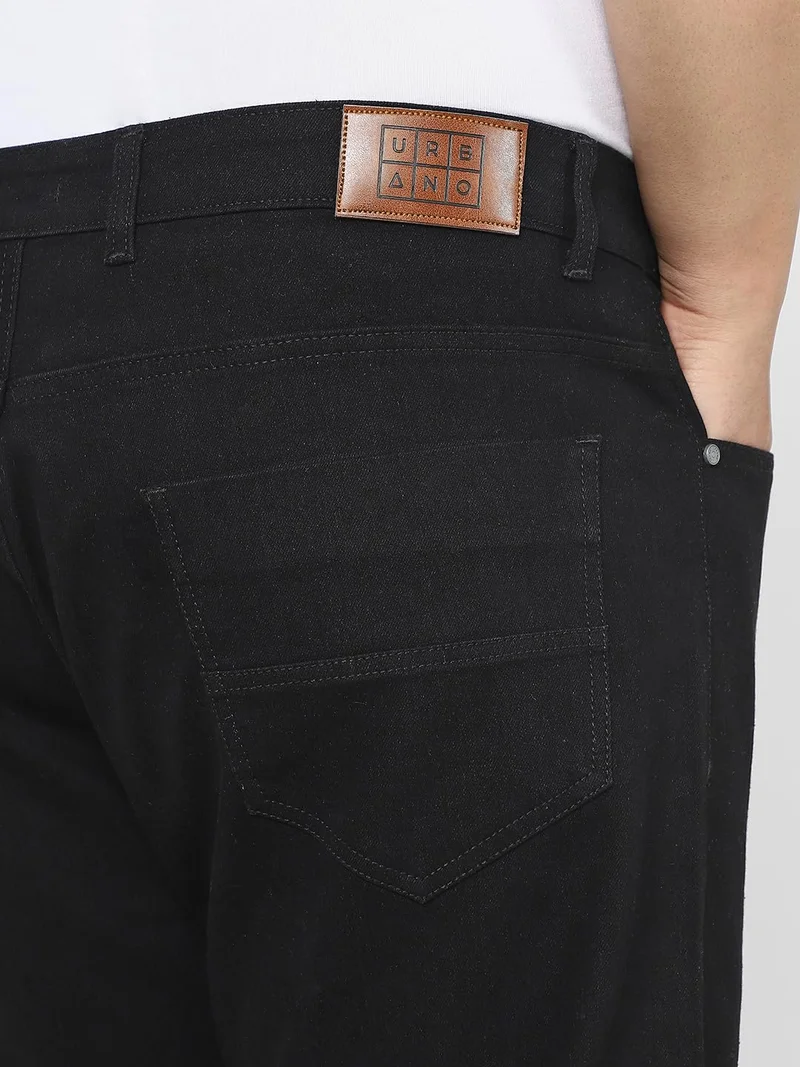 Urbano Fashion  Urbano Plus Men's Black Straight Fit Washed Jeans Stretchable  | Best Price UAE