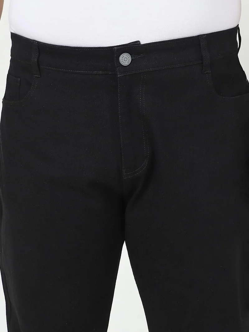 Urbano Fashion  Urbano Plus Men's Black Straight Fit Washed Jeans Stretchable  | Best Price UAE