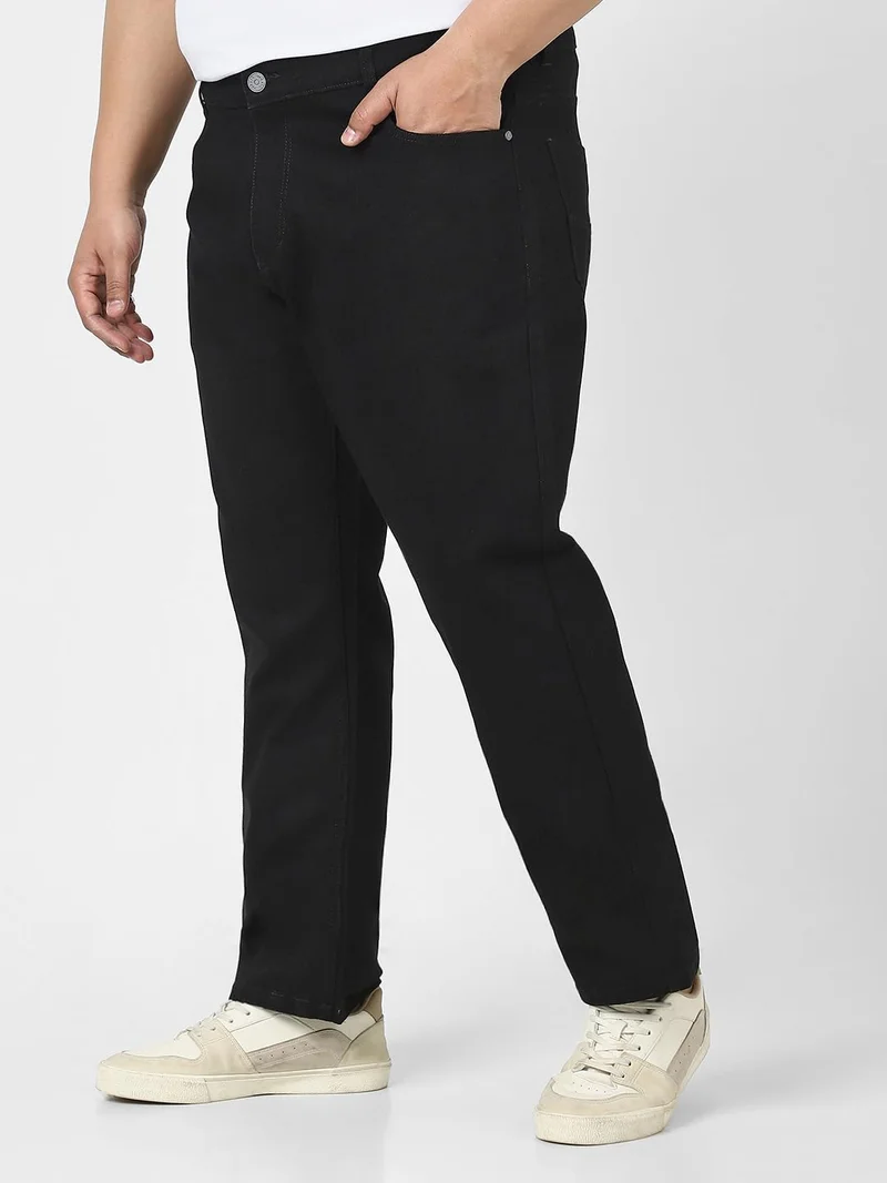 Urbano Fashion  Urbano Plus Men's Black Straight Fit Washed Jeans Stretchable  | Best Price UAE