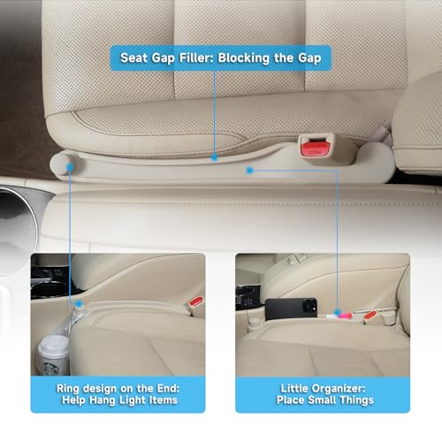 Givifive Car Seat Gap Filler Set of 2, 3IN1 Seat Side Gap Filler Plug with Storage Slot & Hook Function, Soft Foam Universal Fit Car SUV Truck Fill Gap Between Seats Console Organizer（Narrow Ivory） - Image 3