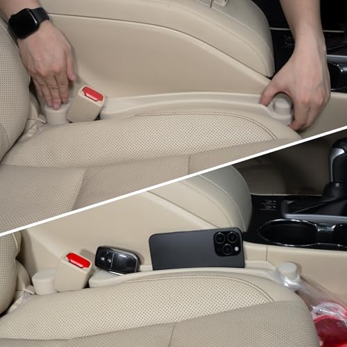 Givifive Car Seat Gap Filler Set of 2, 3IN1 Seat Side Gap Filler Plug with Storage Slot & Hook Function, Soft Foam Universal Fit Car SUV Truck Fill Gap Between Seats Console Organizer（Narrow Ivory） - Image 1