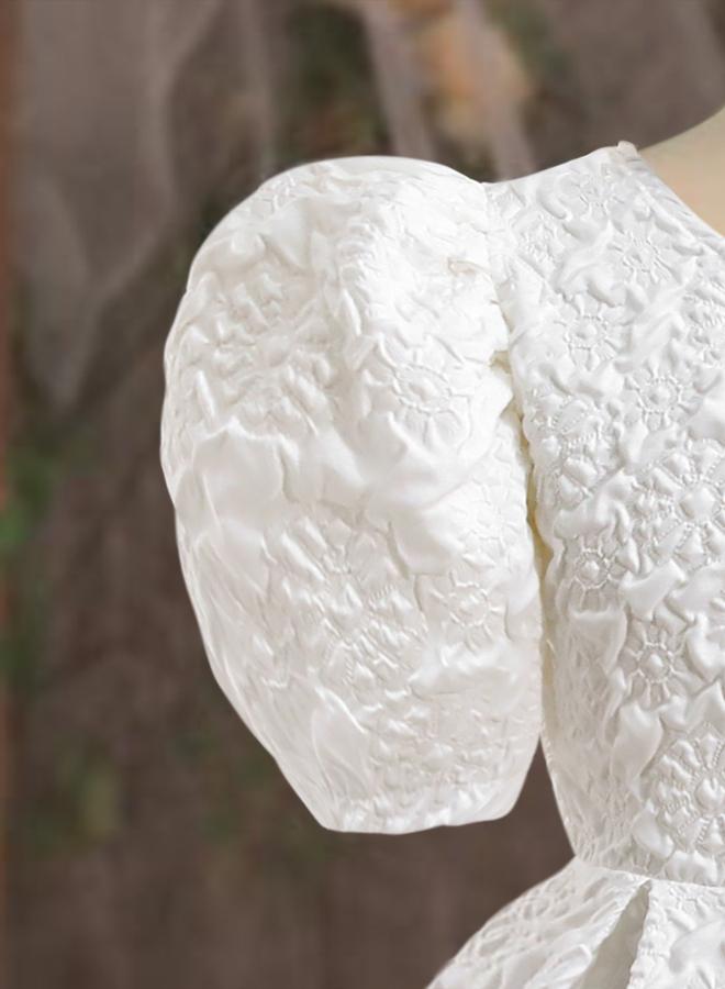 Take Two One Sleeve Textured Dress with Bow Detail - Image 4