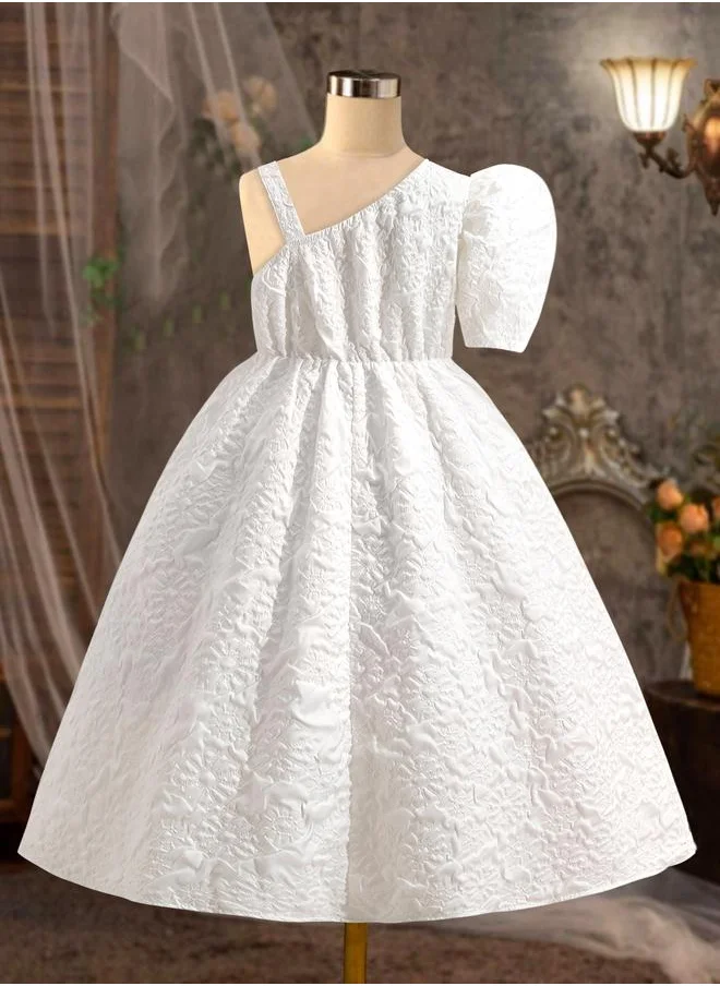 Take Two Take Two One Sleeve Textured Dress with Bow Detail