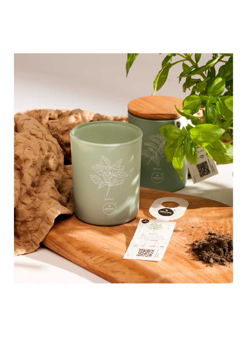 Aroma Home Natural Soy Wax Scented Candle with Fresh Herbs,100% natural wax 38-Hour Burn Time, 155g – Mad In Poland (Basil) - Image 2