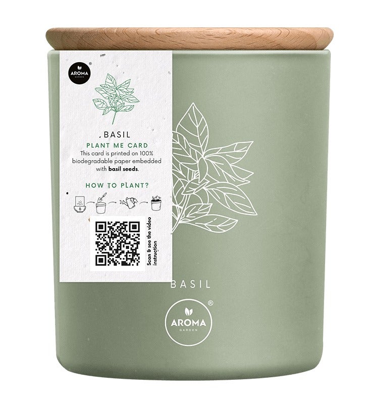 Aroma Home Natural Soy Wax Scented Candle with Fresh Herbs,100% natural wax 38-Hour Burn Time, 155g – Mad In Poland (Basil) - Image 1