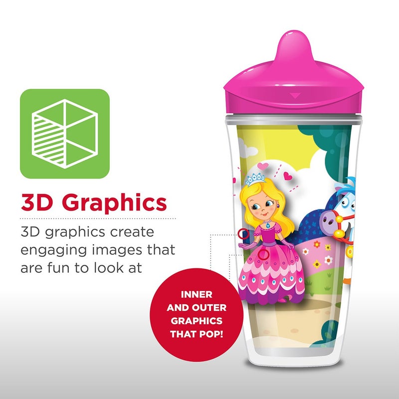 Playtex Sipsters Stage 3 Peppa Pig Spill-Proof, Leak-Proof, Break-Proof Insulated Toddler Spout Cups for Girls - 9 Ounce - 2 Count - Image 3