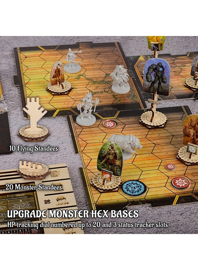CZYY Monster Standees and Flying Stand Bases with Health Tracker and Status Token Slots Set of 30 Wooden Upgrade Accessories for Gloomhaven and Frosthaven - Image 2
