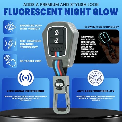 Coll of Fest Metal Silicon Car Key Cover Compatible with Honda City, I-VTEC, I-VTEC, Amaze, WRV, CRV, Jazz Etc 2 Button Smart Key Special Feature Visible in Low-Light Condition,Black - Image 3