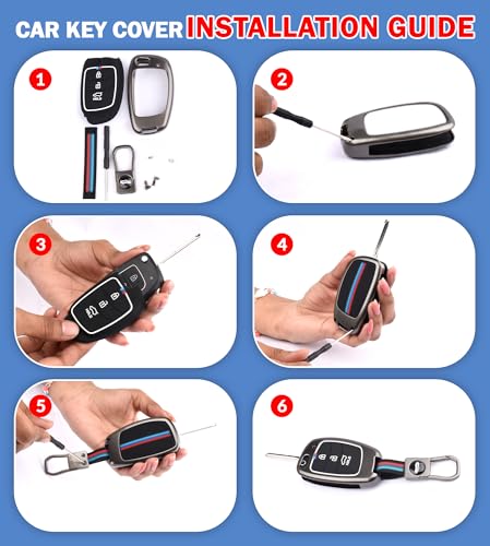 Coll of Fest Metal Silicon Car Key Cover Compatible with Honda City, I-VTEC, I-VTEC, Amaze, WRV, CRV, Jazz Etc 2 Button Smart Key Special Feature Visible in Low-Light Condition,Black - Image 5