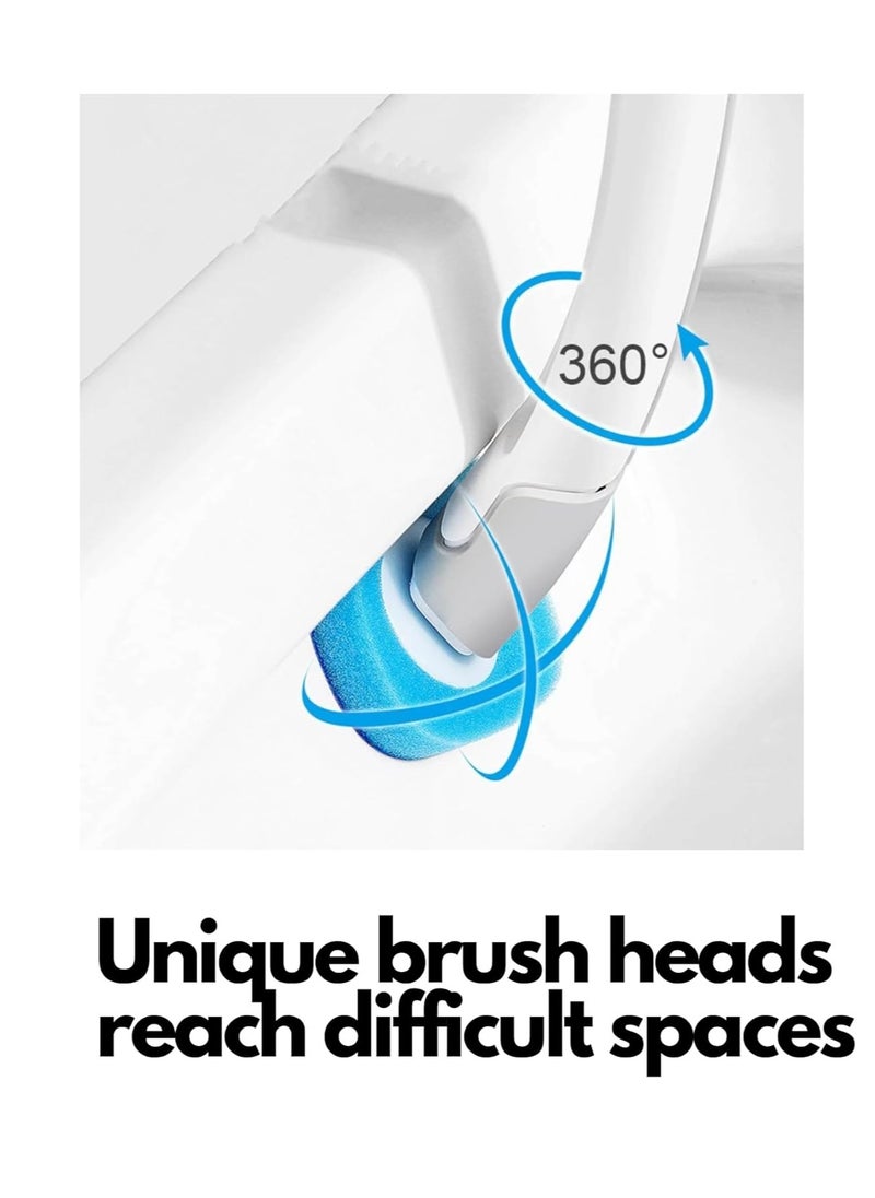 Disposable Toilet Brush with Stand and 8 Replacement Sponge Heads