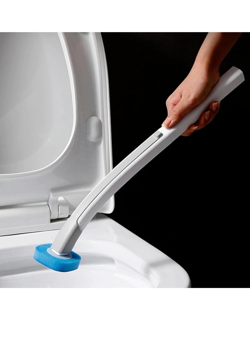 Disposable Toilet Brush with Stand and 8 Replacement Sponge Heads