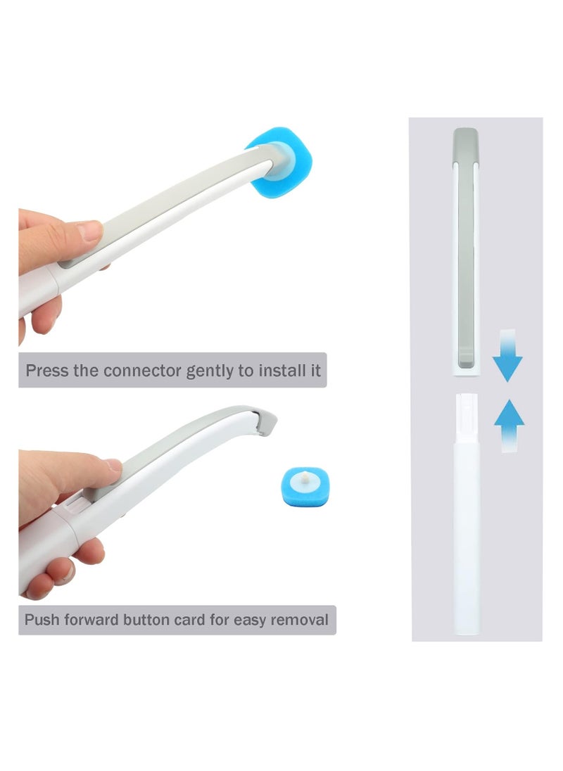 Disposable Toilet Brush with Stand and 8 Replacement Sponge Heads