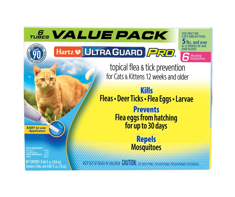 Hartz UltraGuard Pro Topical Flea & Tick Prevention for Cats & Kittens, Over 5 lbs 6 Monthly Treatments - Image 1