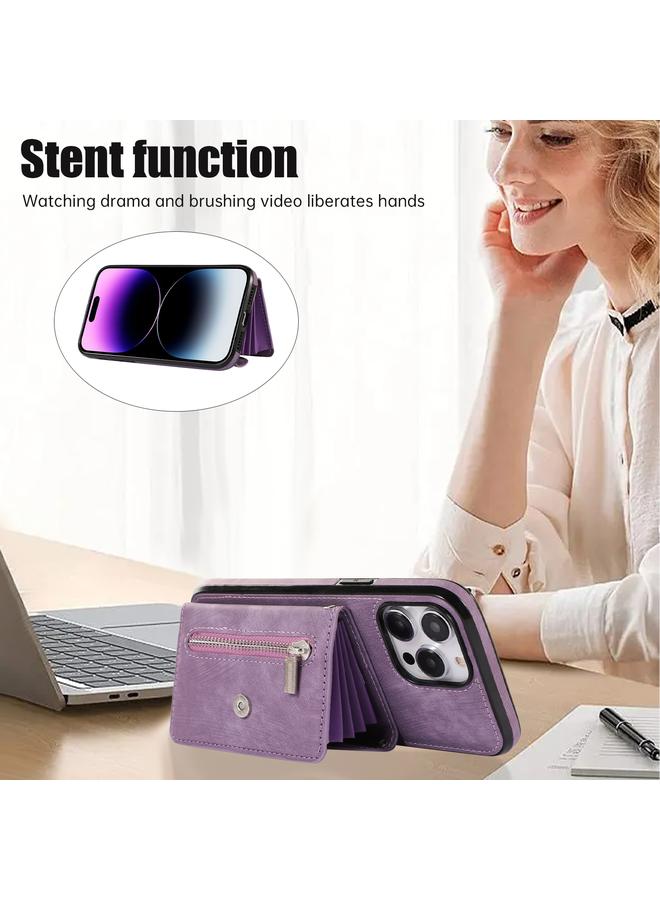 S-TOP Case For iPhone 11 Zipper RFID Card Slot Phone Case with Short Lanyard - Image 4