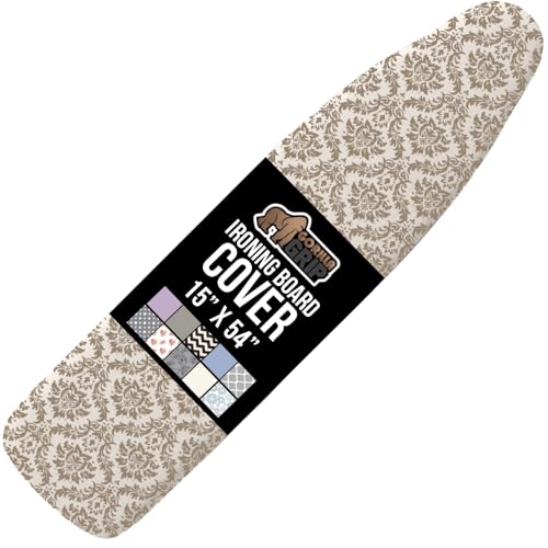 Gorilla Grip The Original GORILLA GRIP Ironing Board Cover and Pad, Silicone Coating, Thick Scorch Resistant Padding, Heavy Duty Iron Covers Standard Boards, Hook and Loop Fastener Strap, Damask, 15x54 - Image 1