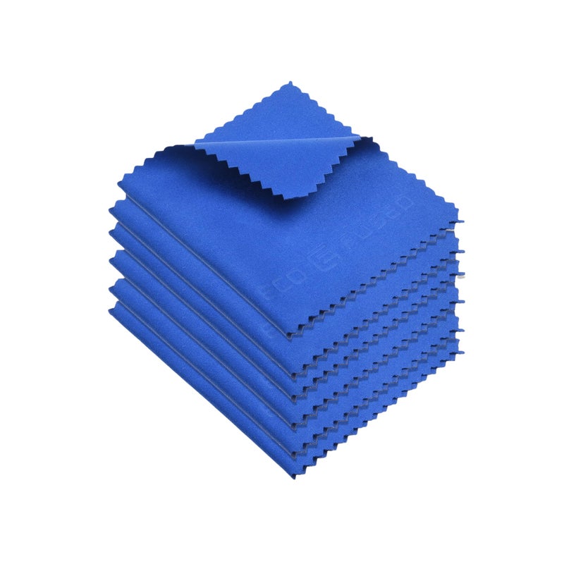 EcoFused Microfiber Cleaning Cloth 7x6 Microfiber Cloth Pack of 6 Blue Lens Cleaning Wipes Cleaning Cloth for Glasses Eyeglasses Camera Lens Phones