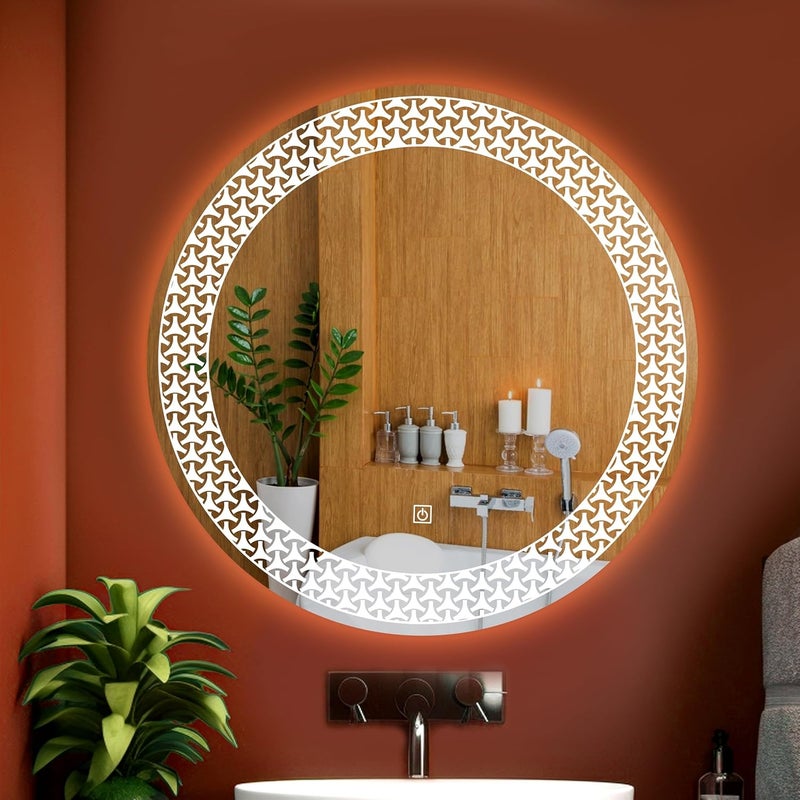 LUPPRA 24x24 Inch WallMounted LED Mirror with Smart Sensor and 3Color Light Warm White Natural Mirror Light Wash Basin Wall Mirror Fancy Washbasin MirrorSmart LED Design
