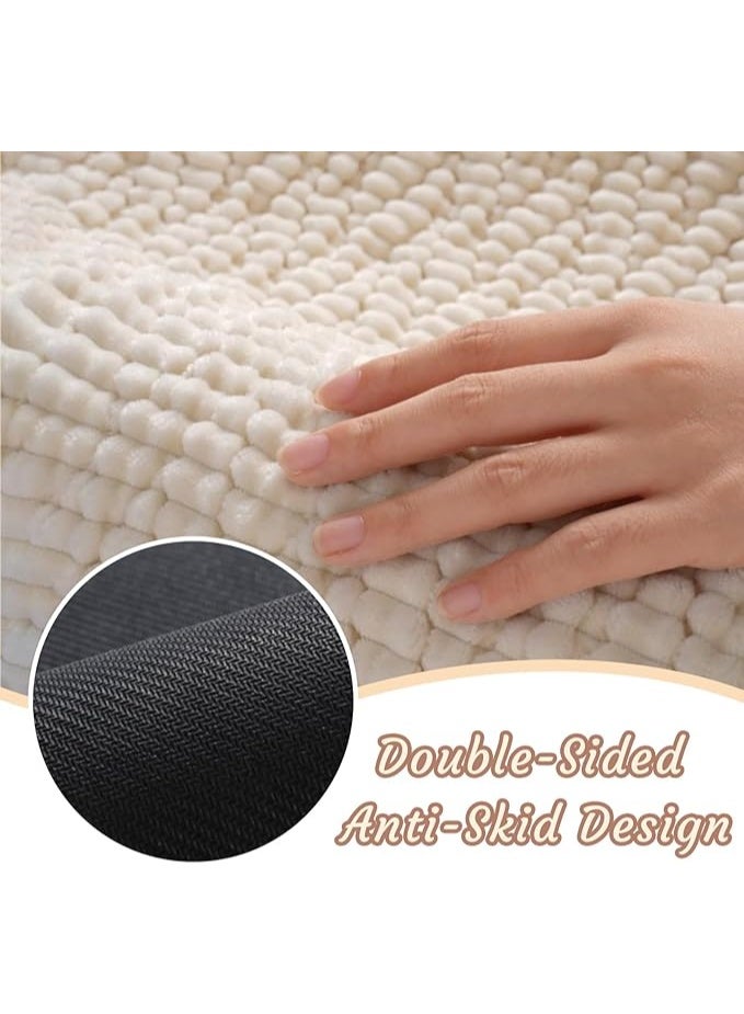 QICAI Non-Slip Bathroom Rug 40x60 cm - Super Absorbent Machine Washable Shower Mat, Quick Dry Bath Tub Floor Mat for Safety, Cream Color - Image 2