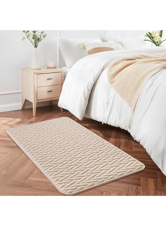 QICAI Non-Slip Bathroom Rug 40x60 cm - Super Absorbent Machine Washable Shower Mat, Quick Dry Bath Tub Floor Mat for Safety, Cream Color - Image 5