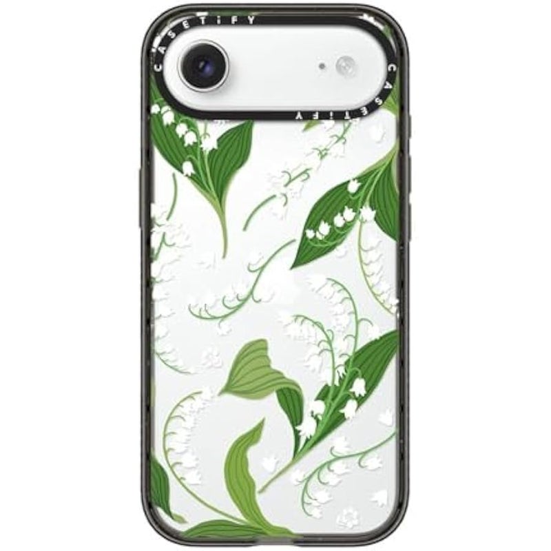 Casetify Impact iPhone Air Case 【Slim/Wireless Charging Compatible / 8.2 ft. 4X Military Grade Drop Protection】 - Lily of The Valley - Clear Black - Image 1