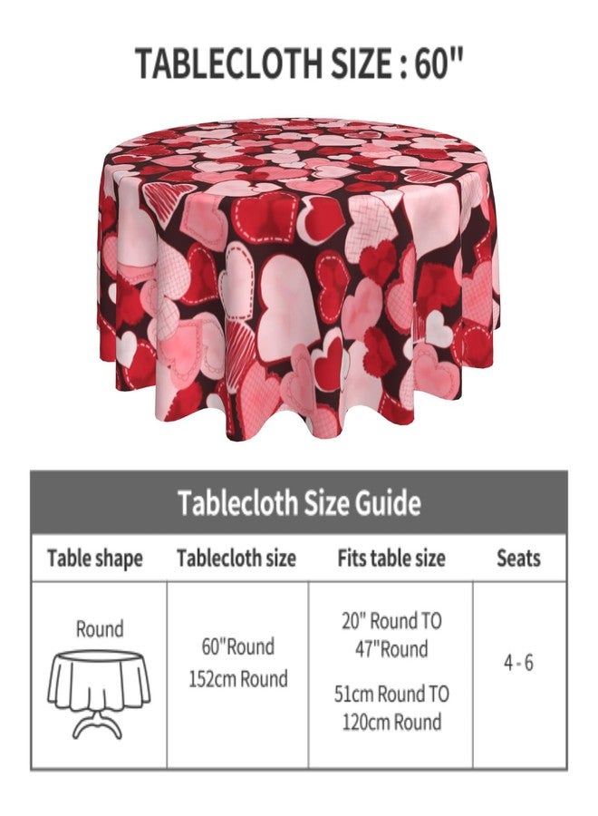 Sphragiyn Valentines Day Tablecloth Round 60 Inch Pink Red Hearts Holiday Table Cloth Water Resistant Fabric Table Covers for Kitchen Dining Small Tablecloth for Party Home Decor - Image 4