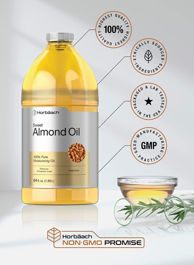Horbäach Sweet Almond Oil 64 fl oz | for Hair and Skin | Cold Pressed & Hexane Free | Bulk Size Carrier Oil | Vegan, Non-GMO, Cruelty Free - Image 5
