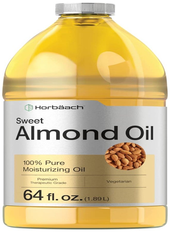 Horbäach Sweet Almond Oil 64 fl oz | for Hair and Skin | Cold Pressed & Hexane Free | Bulk Size Carrier Oil | Vegan, Non-GMO, Cruelty Free - Image 1