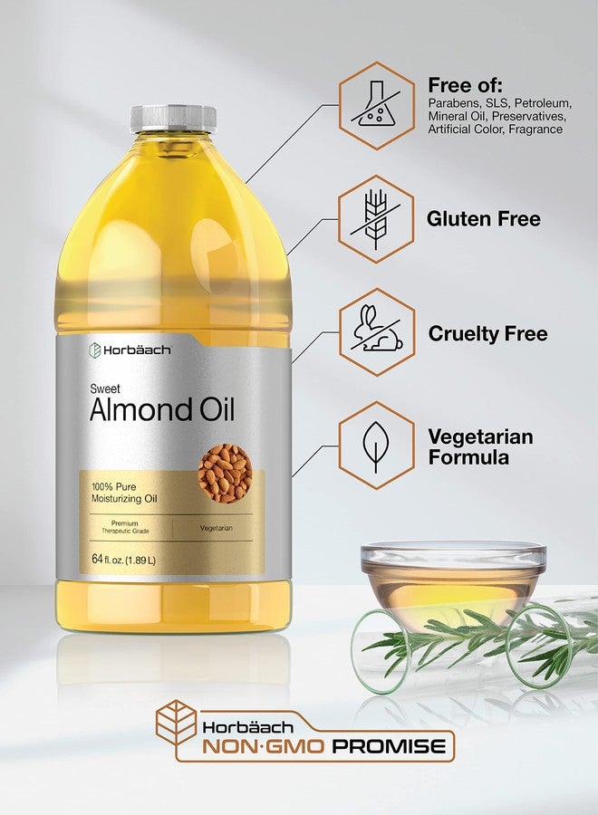 Horbäach Sweet Almond Oil 64 fl oz | for Hair and Skin | Cold Pressed & Hexane Free | Bulk Size Carrier Oil | Vegan, Non-GMO, Cruelty Free - Image 4