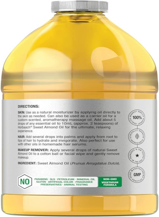 Horbäach Sweet Almond Oil 64 fl oz | for Hair and Skin | Cold Pressed & Hexane Free | Bulk Size Carrier Oil | Vegan, Non-GMO, Cruelty Free - Image 2