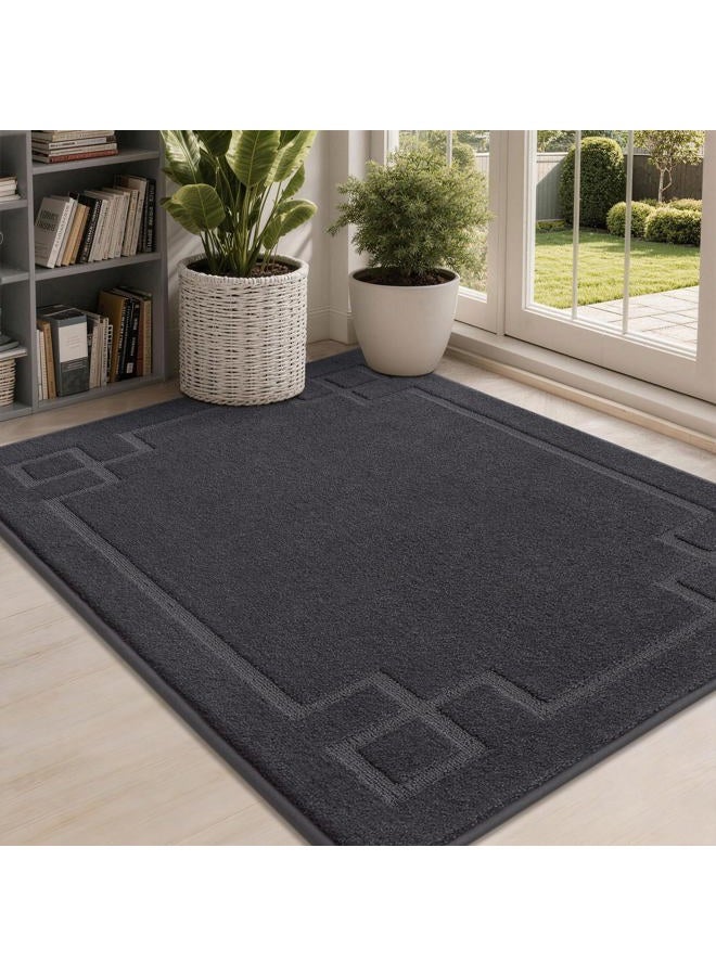 BEQHAUSE Door Mat 32" x 48", Non-Slip Door Mats Indoor Entryway Rugs Washable Low-Profile Absorbent and Stain Resist Floor Mats, Dog Door Mat for Front Back Door, Muddy Wet Shoes & Paws, Dark Grey - Image 1