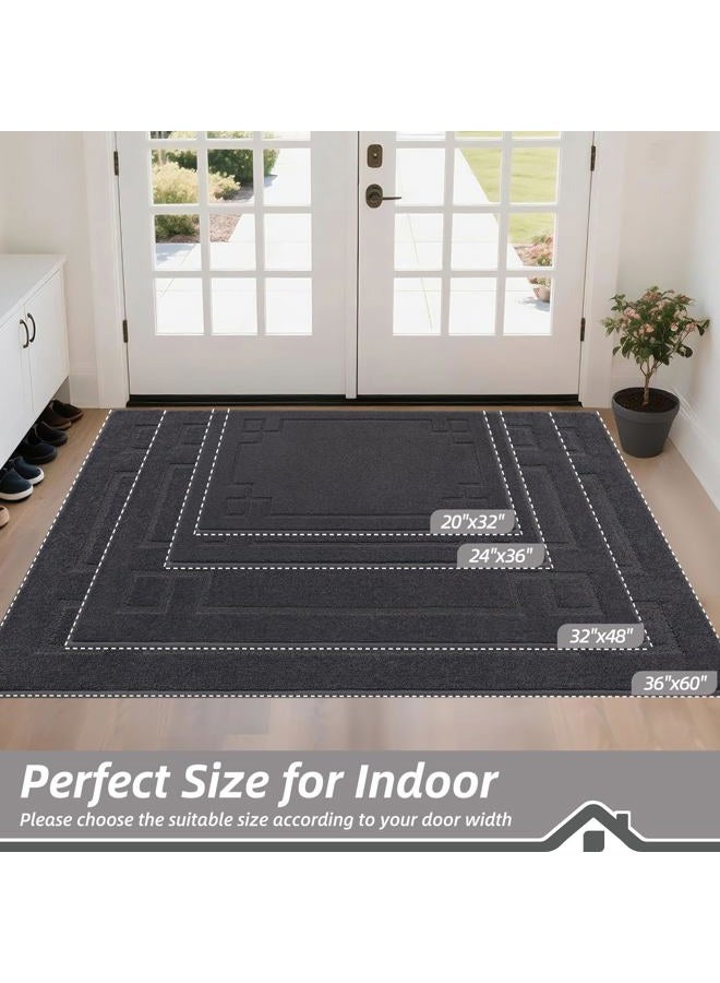 BEQHAUSE Door Mat 32" x 48", Non-Slip Door Mats Indoor Entryway Rugs Washable Low-Profile Absorbent and Stain Resist Floor Mats, Dog Door Mat for Front Back Door, Muddy Wet Shoes & Paws, Dark Grey - Image 2