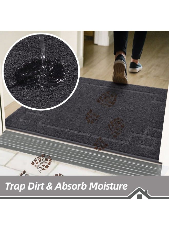 BEQHAUSE Door Mat 32" x 48", Non-Slip Door Mats Indoor Entryway Rugs Washable Low-Profile Absorbent and Stain Resist Floor Mats, Dog Door Mat for Front Back Door, Muddy Wet Shoes & Paws, Dark Grey - Image 3