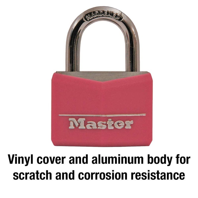 Master Lock Master Lock Pink Covered Aluminum Keyed Padlock with Steel Shackle, Lock for Gym or School Locker with 1-9/16 Inch Lock Body, 146D  - Image 3