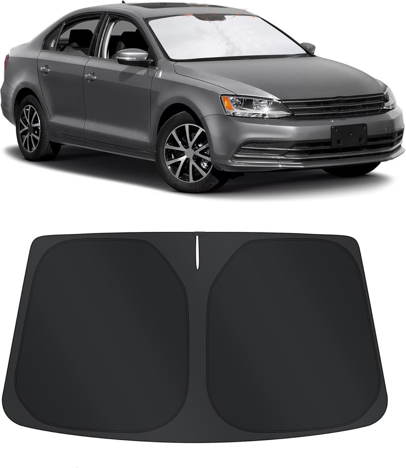 TINGLU Sun Shade for Volkswagen VW Golf MK7 2013-2018 Accessories Windshield Sun Shade Window Shade UV Rays Protection Sun Visor Cover with Steering Wheel Sunshade Storage Bag - Image 1