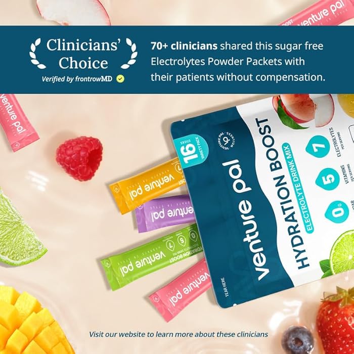 Venture Pal Sugar Free Electrolyte Powder Packets - Liquid Daily IV Hydration Packets | Electrolytes Drink Mix with 5 Vitamins & 7 Electrolytes | Keto Friendly | Non-GMO | Certified Vegan | 16 Sticks - Image 4
