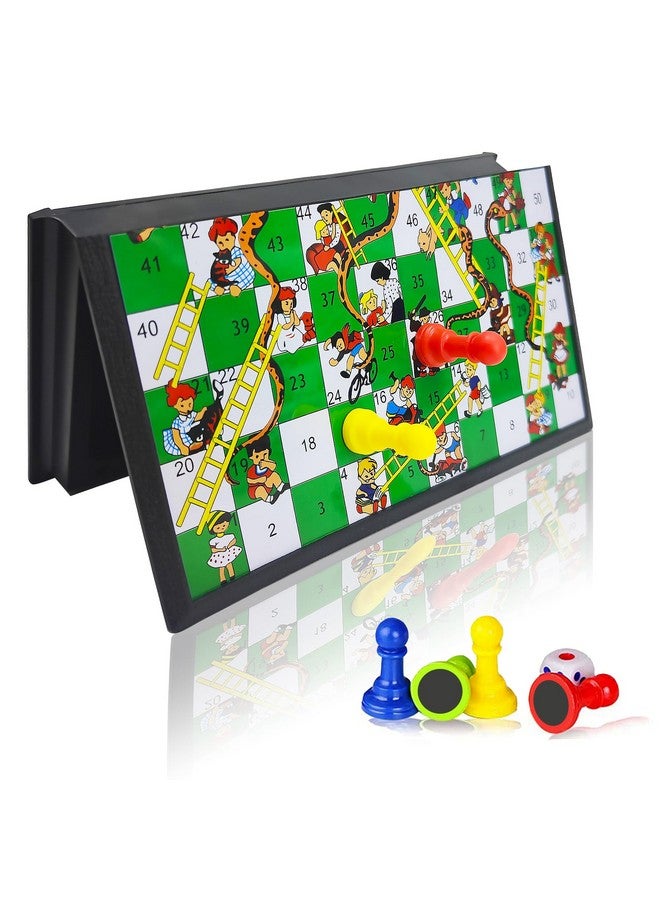 KIDAMI Magnetic Snakes and Ladders Board Game Set, Folding Portable Design and Light-Weight, Travel Game Set Gift for Kids and Adults - Image 1