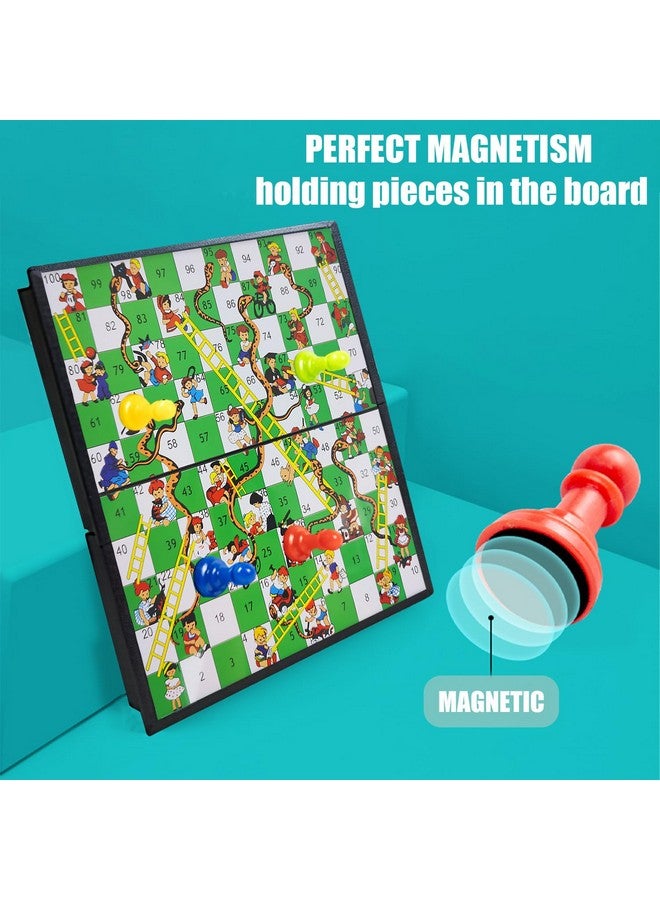 KIDAMI Magnetic Snakes and Ladders Board Game Set, Folding Portable Design and Light-Weight, Travel Game Set Gift for Kids and Adults - Image 2