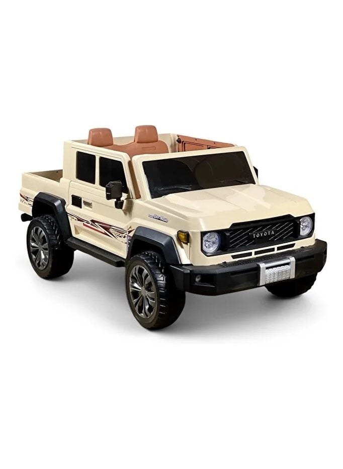 TOYOTA Electric Toyota Land Cruiser Pickup Ride-On Car for Kids | 12V Battery | 4 Motors | Dual Seats | LED Lights | Bluetooth | Remote Control - Image 1