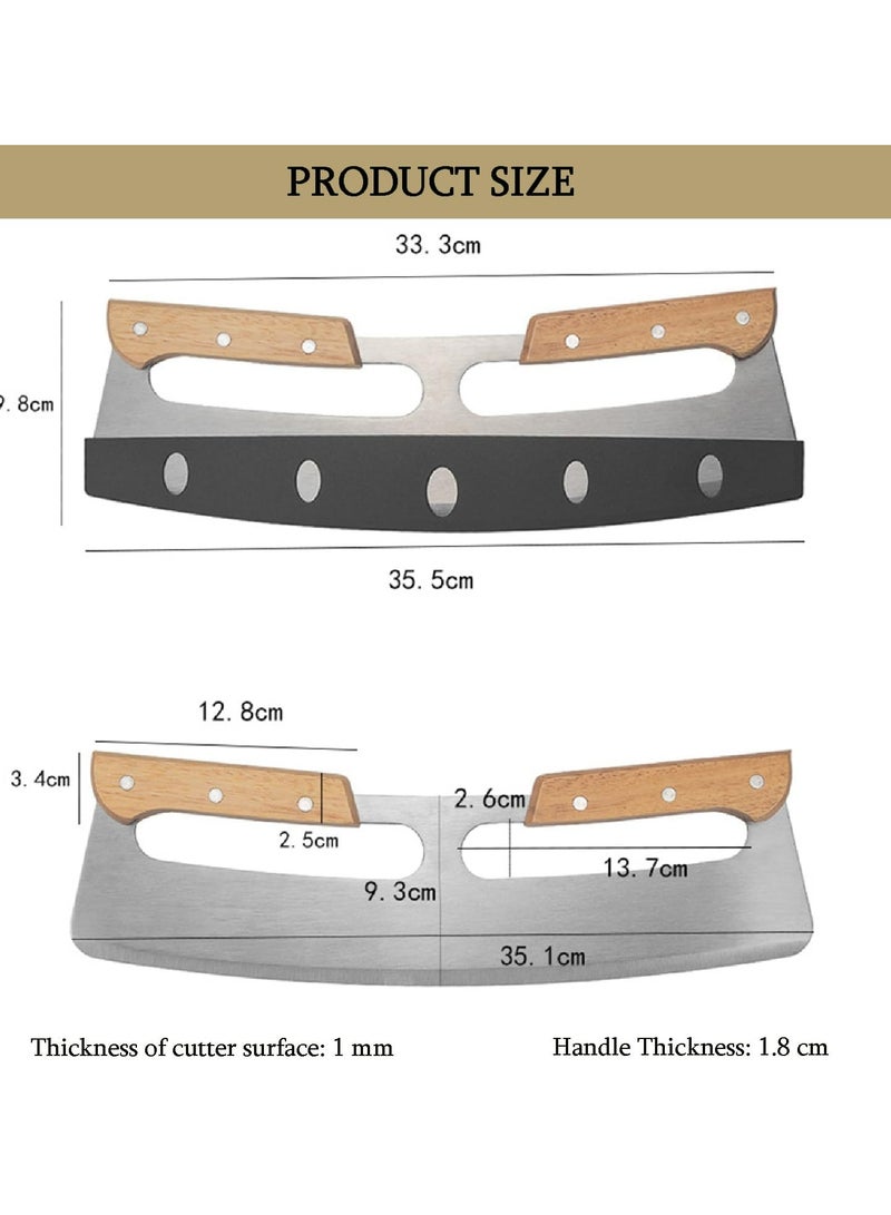 أوزيغالور 14 بوصة مقص البيتزا بنمط الروكر، شفرة من الفولاذ المقاوم للصدأ، مع مقابض خشب مزدوجة وغطاء حماية - Image 2