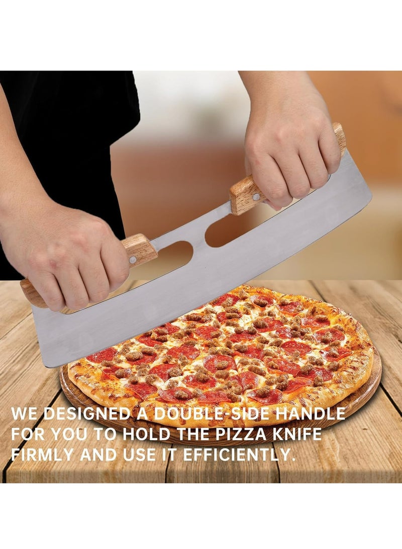 أوزيغالور 14 بوصة مقص البيتزا بنمط الروكر، شفرة من الفولاذ المقاوم للصدأ، مع مقابض خشب مزدوجة وغطاء حماية - Image 5