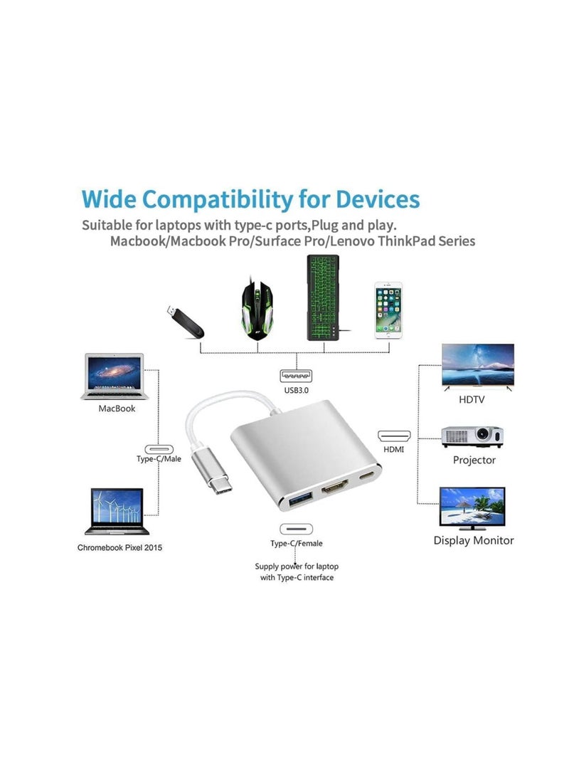 Generic - USB-C to HDMI Adapter, USB 3.1 Type C to HDMI 4K Multiport AV Converter with USB 3.0 Port Mac HDMI Adapter,USB-C Digital AV Multi Port Adapter for MacBook Pro/ S8+/S9+/Projector/Monitor( - Image 1