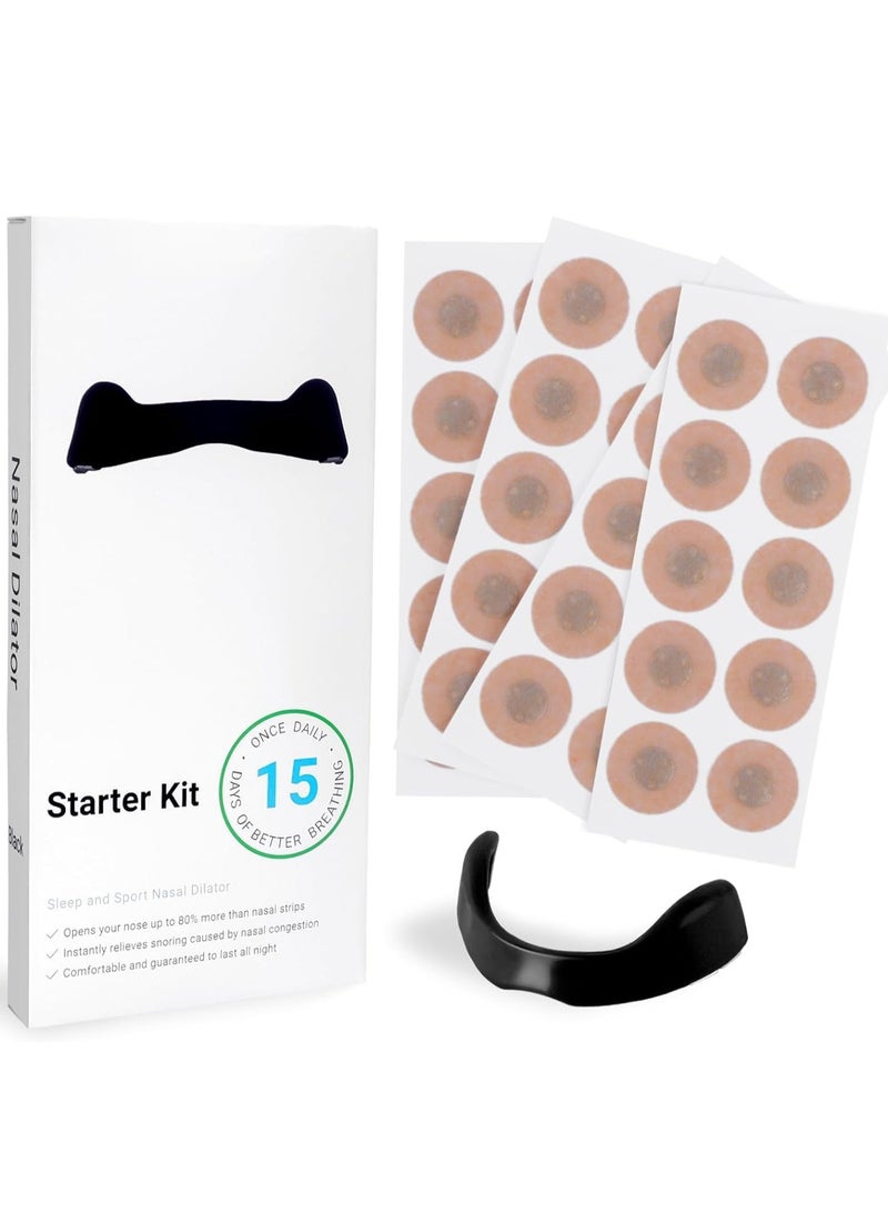 STARTER Intake Breathing Nasal, Nasal Strips Starter Kit, Reduce Snoring, Snoring Solution, Skin Safe Nasal Strips, 40 Sweatproof Sticker, Magnetic Nose Strips for Breathing, Skin Safe Anti Snoring Devices - Image 1