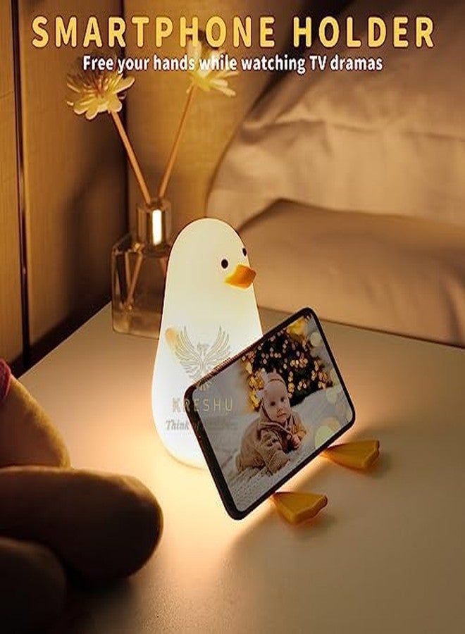 KRESHU Cute Duck LED Night Light | USB Type-C Rechargeable Soft Silicone Touch Control Lamp for Kids | Bedside Warm Cozy Baby Light | Soft Squeeze Duck Lamp (Pack of 1) - Image 5