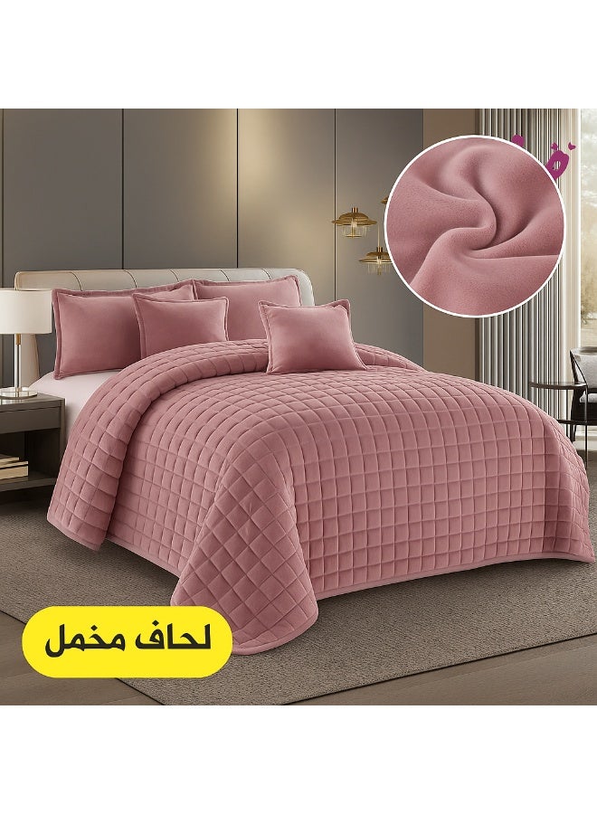 مون طقم لحاف سرير نفرين مخمل ناعم 6 قطع مقاس 230x250 ملمس فخم ودفء مريح - Image 1