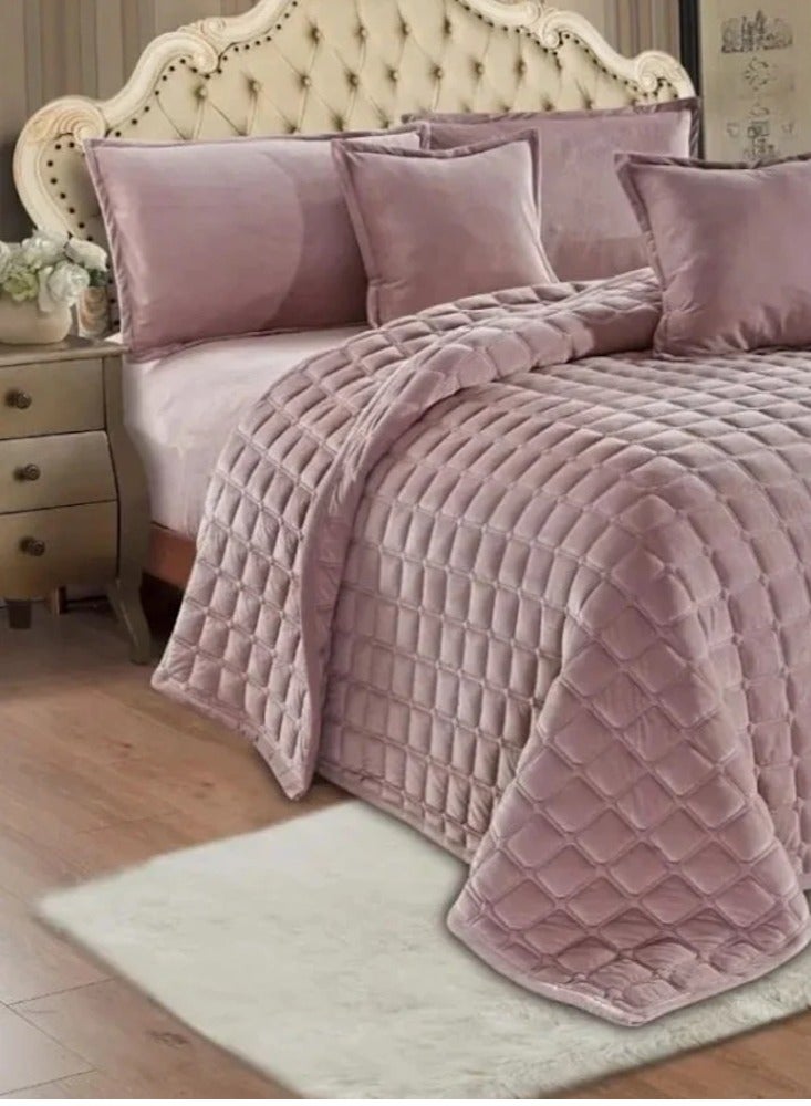مون طقم لحاف سرير نفرين مخمل ناعم 6 قطع مقاس 230x250 ملمس فخم ودفء مريح - Image 4