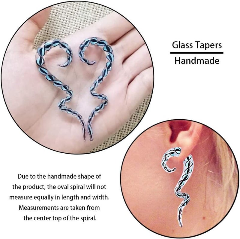 Qmcandy 2pcs Glass Spiral Tapers Plugs Twist Stretchers Earrings Stretching Piercings Jewelry Gauges 8g-14mm - Image 2